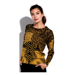 Sweater Mujer Estampado Con Piedras Punto Gold 3233