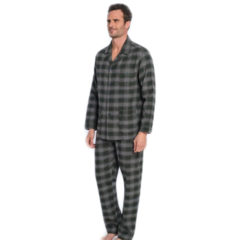 Pijama Hombre Invierno Viyela Prendido Adelante Silor C433