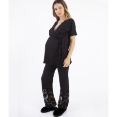 Pijama maternal de modal con detalles en puntilla. "VRIDDA" ART - 3141 - Lenceria Montemar