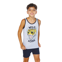 Pijama Verano Nene Musculosa Tiger Algodón 21013 Bluo - comprar online