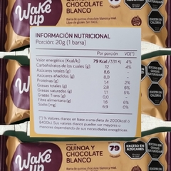 Barra de Quinoa y Chocolate Blanco x 20 grs - WAKE UP (X 20 UNIDADES) en internet