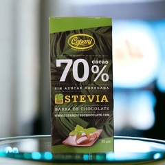 Barra Tableta de chocolate Copani cacao 70% sin azúcar con stevia x 63grs (X 6 UNIDADES)