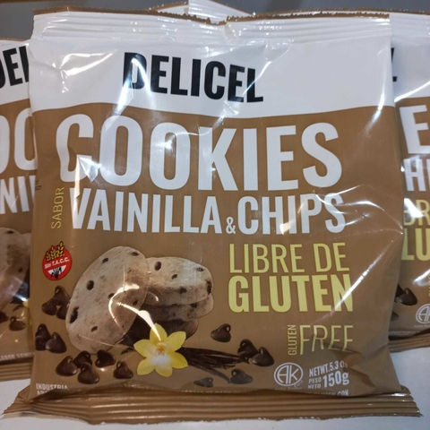 Galletitas de vainilla y chips x 150g SIN TACC "Delicel" (X 5 UNIDADES)