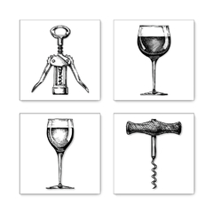 Kit 4 Placas Decorativas Vinho Wine Adega Área Gourmet - 0022ktpl4 - comprar online