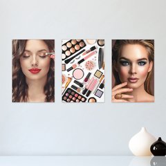 Kit 3 Placas Decorativas Maquiagem Salão de Beleza Sala - 0022ktpl
