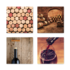 Kit 4 Placas Decorativas Vinho Wine Adega Área Gourmet - 0023ktpl4 - comprar online