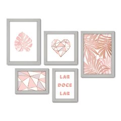 Kit Com 5 Quadros Decorativos - Frase Lar Doce Lar - 002kq01 - Allodi