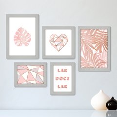 Kit Com 5 Quadros Decorativos - Frase Lar Doce Lar - 002kq01 - comprar online