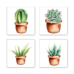 Kit 4 Placas Decorativas Cactos Suculentas Flores Plantas - 0034ktpl4 - comprar online