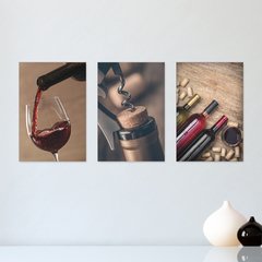 Kit 3 Placas Decorativas Vinho Wine Bebidas - 0057ktpl