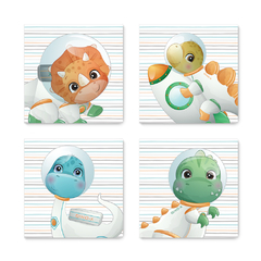 Kit 4 Placas Decorativas Dino Dinossauros Astronauta Infantil - 0058ktpl4 - comprar online