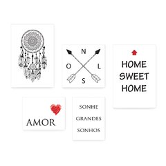 Kit 5 Placas Decorativas - Frase Sonho Amor Palavras Flecha Casa Quarto Sala - 005ktpl5 - comprar online