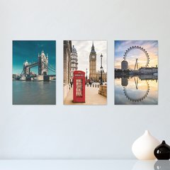 Kit 3 Placas Decorativas Londres London Inglaterra Mundo Casa Quarto Sala - 0062ktpl
