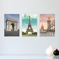 Kit 3 Placas Decorativas França Paris Torre Eiffel Mundo Casa Quarto Sala - 0064ktpl