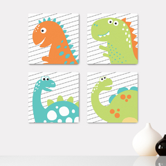 Kit 4 Placas Decorativas Dino Dinossauros Astronauta Infantil - 0068ktpl4