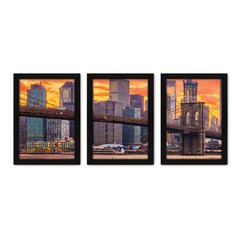 Kit Com 3 Quadros - New York Ponte Cidade - 006kq02p - comprar online