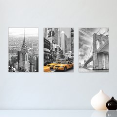 Kit 3 Placas Decorativas Nova Iorque New York Estados Unidos Mundo Casa Quarto Sala - 0070ktpl