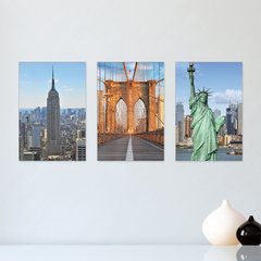 Kit 3 Placas Decorativas Nova Iorque New York Estados Unidos Mundo Casa Quarto Sala - 0071ktpl