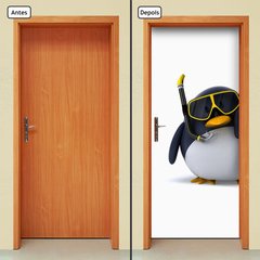 Adesivo Decorativo de Porta - Pinguim - Mergulhador - 007cnpt - comprar online