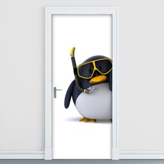Adesivo Decorativo de Porta - Pinguim - Mergulhador - 007cnpt