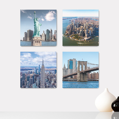 Kit 4 Placas Decorativas Mundo New York Estados Unidos - 0080ktpl4