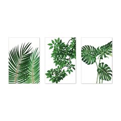 Kit 3 Placas Decorativas Folhas Folhagens Verde Natureza Casa Quarto Sala - 0082ktpl - comprar online