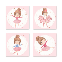 Kit 4 Placas Decorativas Bailarinas Balé Ballet Infantil - 0084ktpl4 - comprar online