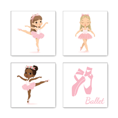 Kit 4 Placas Decorativas Bailarinas Balé Ballet Infantil - 0085ktpl4 - comprar online