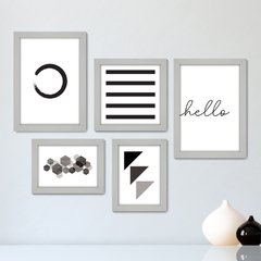 Kit Com 5 Quadros Decorativos - Abstrato Geometria Hello - 008kq01 - comprar online