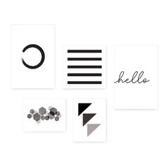 Kit 5 Placas Decorativas - Abstrato Geometria Hello Casa Quarto Sala - 008ktpl5 - comprar online