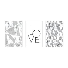 Kit 3 Placas Decorativas Love Geométrico Abstrato Casa Quarto Sala - 0092ktpl - comprar online