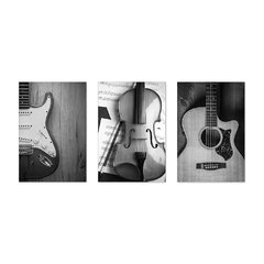 Kit 3 Placas Decorativas Música Instrumentos Guitarra Violão Violino Casa Quarto Sala - 0099ktpl - comprar online