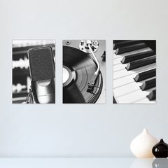 Kit 3 Placas Decorativas Música Estúdio Escola de Música Casa Quarto Sala - 0100ktpl