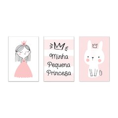 Kit 3 Placas Decorativas Minha Pequena Princesa Infantil Bebe Quarto Menina - 0104ktpl - comprar online