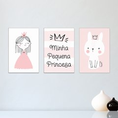 Kit 3 Placas Decorativas Minha Pequena Princesa Infantil Bebe Quarto Menina - 0104ktpl