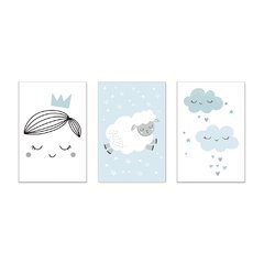 Kit 3 Placas Decorativas Príncipe Nuvens Infantil Bebe Quarto Menino - 0105ktpl - comprar online
