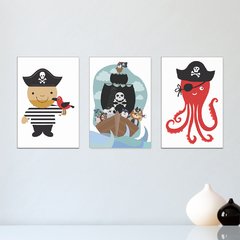 Kit 3 Placas Decorativas Pirata Marítimo Infantil Bebe Quarto Menino - 0107ktpl