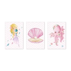 Kit 3 Placas Decorativas Sereia Infantil Bebe Quarto Menina - 0108ktpl - comprar online