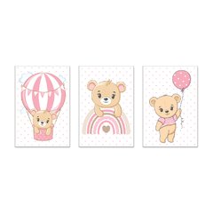 Kit 3 Placas Decorativas Ursinho Balão Infantil Quarto Menina Bebe - 0114ktpl - comprar online