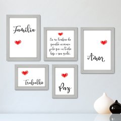 Kit Com 5 Quadros Decorativos - Frase Amor Família - 011kq01 - comprar online