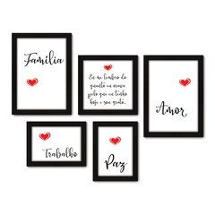 Kit Com 5 Quadros Decorativos - Frase Amor Família - 011kq01 na internet