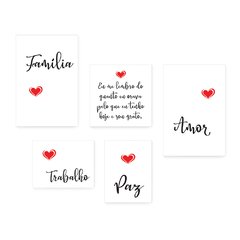 Kit 5 Placas Decorativas - Frase Amor Família Palavras Casa Quarto Sala - 011ktpl5 - comprar online