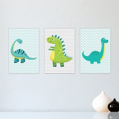 Kit 3 Placas Decorativas Dinossauros Dino Infantil Bebe Quarto Menino Menina - 0120ktpl