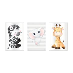 Kit 3 Placas Decorativas Safari Infantil Bebe Quarto Menino Menina - 0124ktpl - comprar online