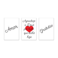 Kit 3 Placas Decorativas Amor Gratidão Deus Casa Quarto Sala - 0132ktpl - comprar online