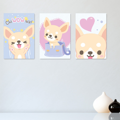 Kit 3 Placas Quadros Decorativos Cachorrinhos Pet Shop Infantil Bebe Quarto Menino Menina - 0139ktpl