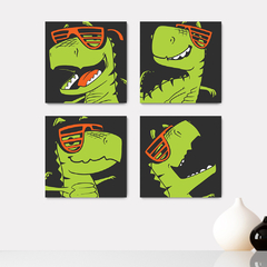 Kit 4 Placas Decorativas Dinossauros Dino Infantil - 0141ktpl4