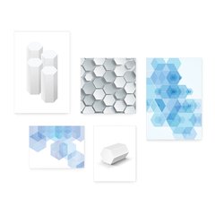 Kit 5 Placas Decorativas - Abstrato Geometria Hexágono Casa Quarto Sala - 014ktpl5 - comprar online