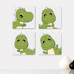 Kit 4 Placas Decorativas Dinossauros Dino Infantil - 0155ktpl4