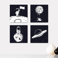 Kit 4 Placas Decorativas Astronauta Infantil - 0163ktpl4